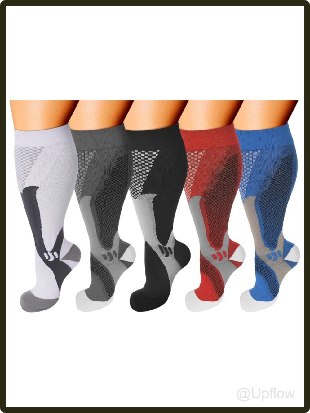Women's Wide Calf Compression Socks 5 Pack Knee High Nylon Support Athletic